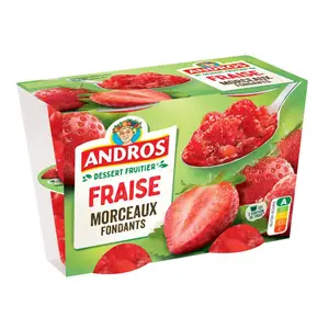 Andros Compote Fraise avec des morceaux fondants 4x100g