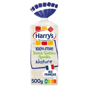 Harrys Pain de mie nature sans croute sans sucres ajoutés 500g