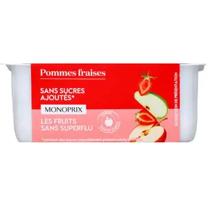 Monoprix Compote pommes fraises sans sucres ajoutés 4x100g