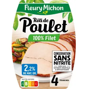 Fleury Michon Rôti de Poulet 100% Filet x4 Tranches 150g