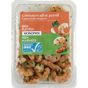Monoprix Crevettes Décortiquées Cuite Sauce Ail Et Persil 100g