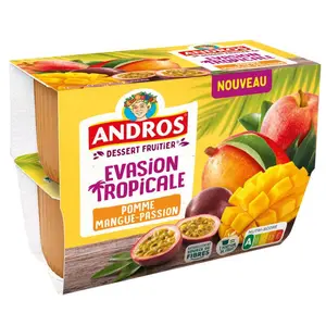 Andros Compote Evasion Tropicale Pomme Mangue Passion 4x97g