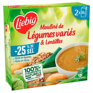 Liebig Mouliné de Légumes variés & lentilles -25% de sel 2x30cl
