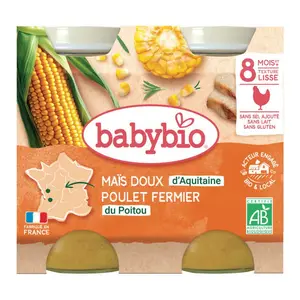 Babybio Maïs doux & Poulet fermier du Poitou 2x200g