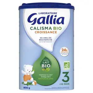 Gallia Croissance 3 Lait en poudre Bio dès 10 mois, 800g