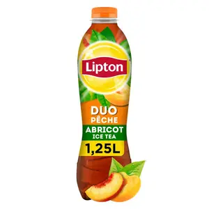 Lipton Ice Tea Thé Glacé Duo Saveur Pêche Abricot 1,25L