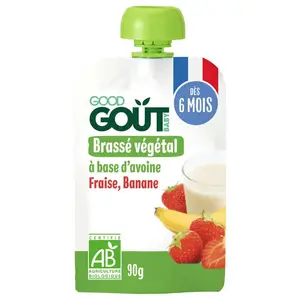 [Par Naturalia] Good Goût Gourde Brassé Végétal Avoine, Fraise Et Banane 6M Bio 90g