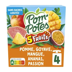 Pom'potes Compote multifruits tropical Le pack de 4x90g