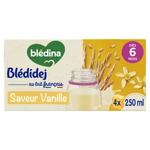 Blédidej Céréales au Lait de Suite Saveur Vanille Dès 6 Mois 4x250ml