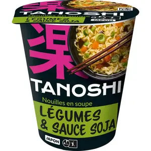 Tanoshi Nouilles Japonaises, Saveur Légumes Et Sauce Soja 65g