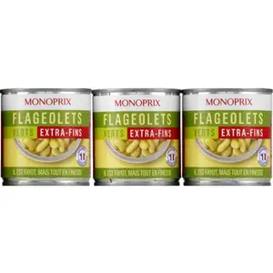Monoprix Flageolets Verts extra-fins 3x130g
