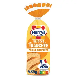 Harrys brioche tranchée farine complète sans additifs 485g