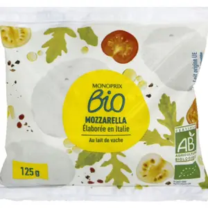 Monoprix Bio Mozzarella au lait de vache 125g