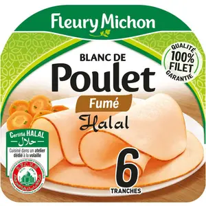 Fleury Michon Blanc De Poulet Fumé Halal Tranches Fines x6