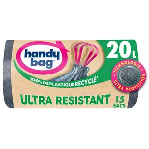 Handy Bag Sacs Poubelle À Poignées Coulissantes Ultra Résistant 15x20L