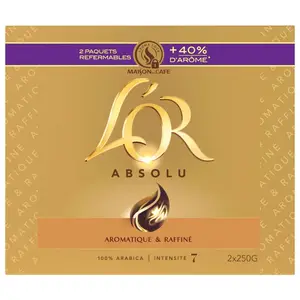 L'Or Absolu Café moulu 100% Arabica intensité 7 2x250g