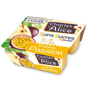 Charles & Alice dessert Pomme/Passion sans sucres ajoutés 4x97g