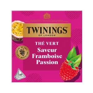 Twinings Thé Vert Saveur Framboise Passion 20 Sachets 32g