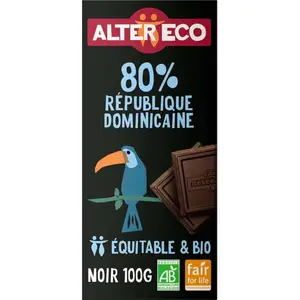 Alter Eco Chocolat Noir République Dominicaine 80% Bio 100g