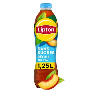 Lipton Ice Tea Thé Glacé Sans Sucres Saveur Pêche 1,25L
