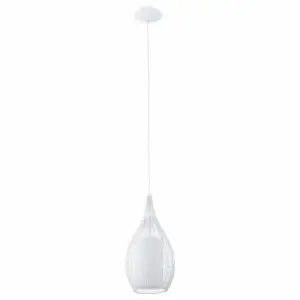 Suspension E27 60W Blanc Verre Satine Diamètre 190Mm Razoni