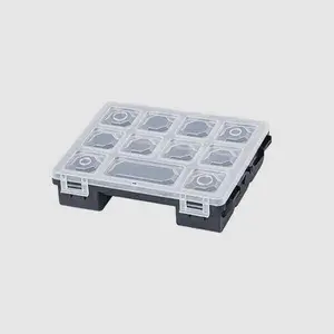 Boite à vis en plastique noir avec couvercle transparent