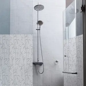 Brise vue adhesif transparent motif bambou
