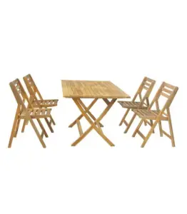 Set De Table Rectangulaire En Bois D'Acacia Avec 4 Chaises 130X80X72Cm