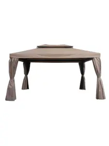 Tonnelle de jardin Rome 3 x 4 m en aluminium taupe tissu imperméable