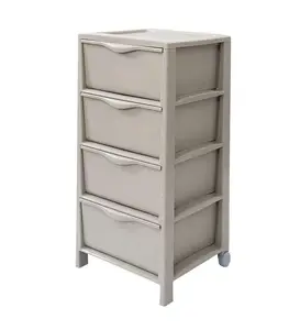 Tour de rangement 4 tiroirs avec 2 Roues Taupe 38 x 39,5 x 76 cm