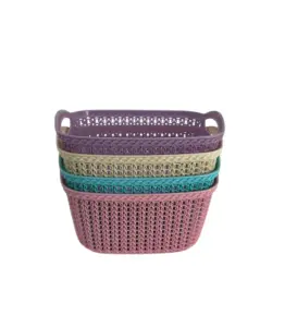 Panier tresse rectangulaire en plastique