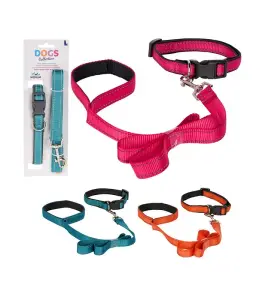 Collier a/chien en nylon 25-40x2cm+ laisse 100x2cm