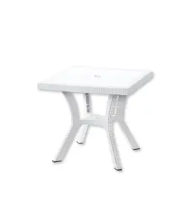 Table De Jardin Carré Elite Pvc 79X79X72 Cm Blanc