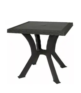 Table de jardin carré Elite PVC anthracite 79X79X72 cm