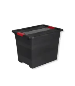 Boîte de rangement avec couvercle noir 39,5×29,5x30cm 24 L