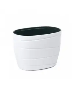 Pot De Fleurs Passa Oval Bas Blanc
