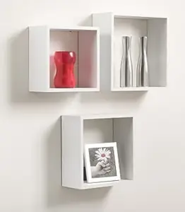 Set De 3 Étagères Cube Murales Blanc