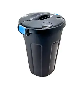 Poubelle noire poignées bleu 47 l