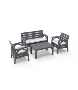 Salon De Jardin 4 Places Avec Table Anthracite