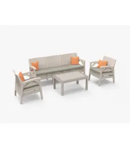 Salon De Jardin 5 Places En Plastique Desert Beige
