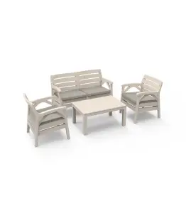 Salon de Jardin 4 places cappuccino +table