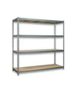 Étagère De Rangement Métal Galvanisé 4 Niveaux En Bois 180X180X60Cm