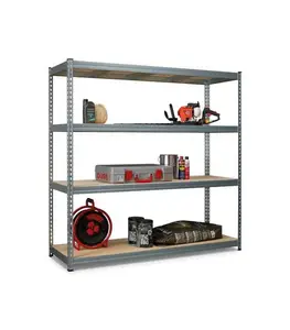 Étagère De Rangement En Métal Galvanisé 4 Niveaux Mdf 350Kg Par Tablette 190X150X60Cm