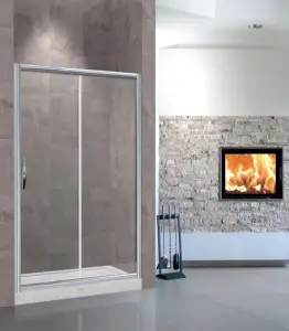 Paroi De Douche Porte Fixe + Porte Coulissante 5Mm 140 X 190 Cm
