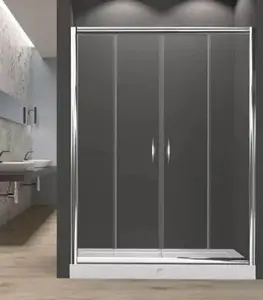Paroi De Douche 2 Portes Fixes + 2 Portes Coulissantes 5Mm 160 X 190 Cm