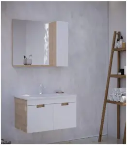 Meuble De Salle De Bains 80 Cm Blanc Mat Vega
