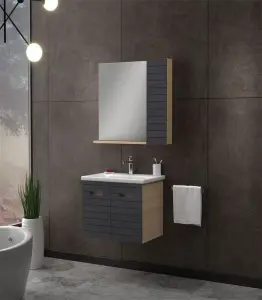 Meuble de salle de bains 65 x 45,5 x 49 cm gris anthracite mat vega