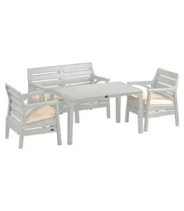 Salon De Jardin 4 Places En Plastique Avec Table Haute Gris