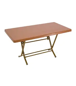 Table Eco 80X140Cm Pieds En Fer Couelur Teck