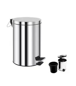 Poubelle Avec Pedale 12 L Argente